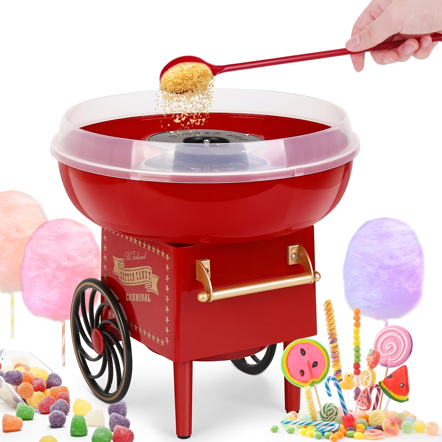 ac008082-8792-4467-96c3-542619042c7e.jpg Cotton Candy Machine Kit, Mini Countertop Cotton Candy Maker Homemade Candy Sweets, Vintage Portable Candy Floss Maker For Birthday, Home, Party Gatherings, Gifts - Image 1