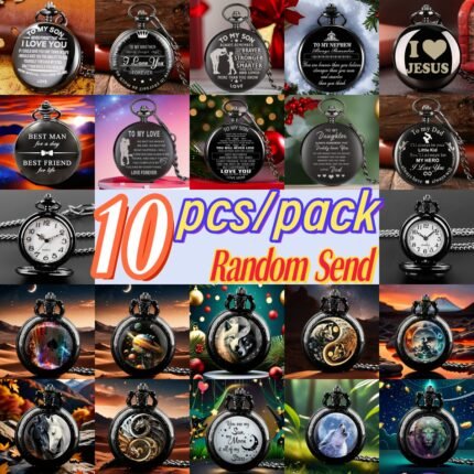 10pcs Vintage Pocket Watches Set, Round Dial, Quartz Movement, Zinc Alloy Case, Electronic Drive, Ideal for Christmas, Valentine'S Day, Father'S Day Gifts for Men, Son, Brother, Grandson, Dad, Husband, Nephew, Lover, Non-Waterproof, Pointer Display, Best Present for Birthdays, Hallowmas, New Year, Anniversary, Christmas, Father'S Day Gifts|Vintage Pocket Watches|Quartz Movement Watches, Pocket Watch Set|Vintage Pocket Watches|Quartz Movement