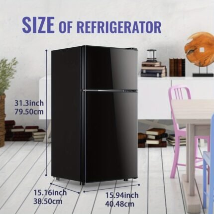 DEMULLER 2.6 Cu.Ft Mini Refrigerator With Freezer Double Door Personal Small Fridge For One Person Removable Plastic Shelves Ideal For Home, Apartment, Dormitory