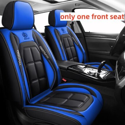 1pc Universal Full Coverage Waterproof Sponge Foam Back Support PU Leather Seat Covers, Luxurious Comfort for Cars and SUVs, Van-Compatible with Airbags in Elegant Solid Black