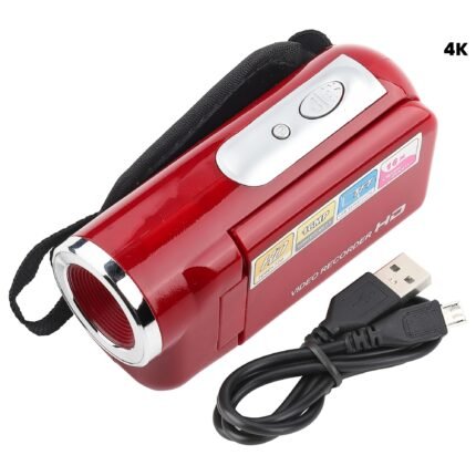 Red 4K 48MP Digital Video Camera with 16x Digital Zoom, 2.7" TFT Rotatable Screen, USB Connectivity & Built-in Microphone for Vlogging, Travel, Family Moments, Camera for Vlogging, Vlogging Device, Sleek Handheld Camera, Durable Camera, Highresolution Capture