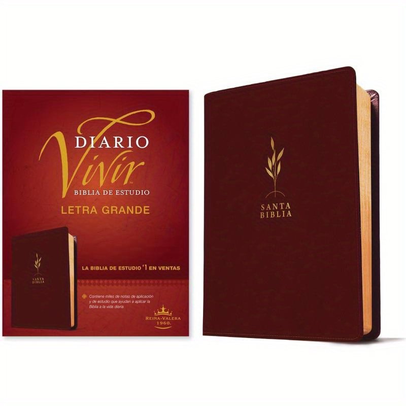 ae98917b05c240188c56e038652339e9-goods.jpeg Diario Vivir Study Bible Rvr60, Large Print (Sentipiel, Red Wine, Red Letter) - Image 1