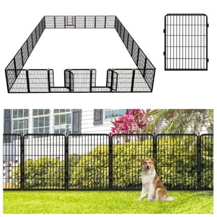 Sturdy 40" High Metal Dog Fence - Rust-Proof, Weatherproof Garden Border for Large & Medium Dogs | Indoor/Outdoor Use with Anti-Rust Coating | Perfect for Playtime & Training