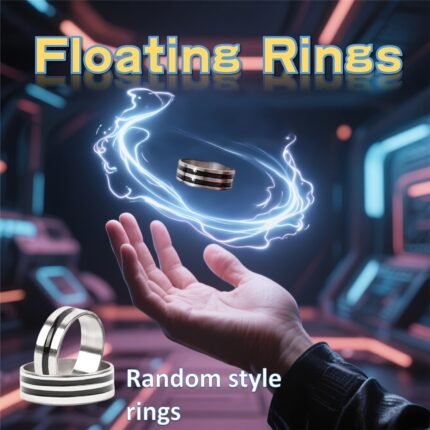 2pcs, Magic Floating Ring, Magic Flying Ring Set, Spinning Ring, with Invisible Thread and Wax, Close-Up Floating Magic Props for Party Entertainment and Performances, Random Poker and Rings