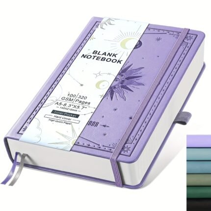 A5 Blank Notebook Journal - 320 Pages, 100gsm Thick Paper, Faux Leather Cover with Star and Moon Design, Art Sketchbook, Unlined, Ideal for Men and Women's Writing and Drawing, 5.75 x 8.38 inches, Drawing Notebook