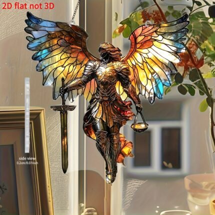2D Flat - 1pc 2D Flat St. Michael Acrylic Sunshade Window Decoration (7.5" X 7.9"), Religious Themed Interior Wall Decoration for Home, Office And Cafe, Garden Decoration, Unique Home Gift, Holiday Gift, Spring Decoration