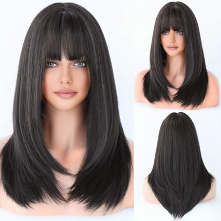 Long Straight Synthetic Heat-Resistant Wig for Women - Density Rose Net Cap, Natural Look for Cosplay, Parties & Role-Play, Easy Maintenance, Adds Volume & Length, Party Hairpiece, Cosplay Accessory, Voluminous Hairpiece