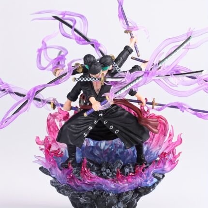 One Piece Peripheral Figures, Three-Headed Nine-Blade Flow Zoro Statue Model, 9, 84-Inch PVC Material Anime Doll Special Effects Scene Statue Ornaments, Very Suitable for Home And Car Decorations, Anime Fans' Collectibles, Holiday Gifts