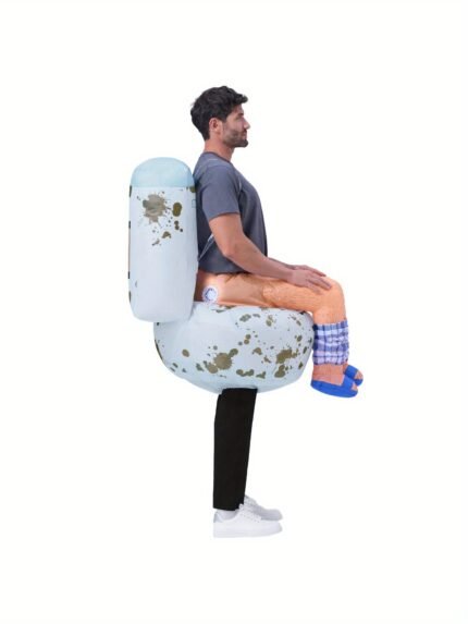 Adults Inflatable Costumes, Sitting On A Toilet Inflatable Costume, Funny Blow Up Costumes for Halloween Costume Cosplay Themed Parties