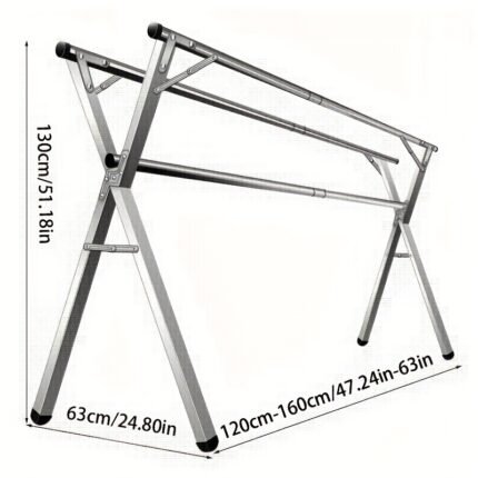 Foldable Metal Clothes Drying Rack, Adjustable Three Rod With 20 Hooks, With Space-Saving Storage, For Indoor And Outdoor Use, For Clothes, Blankets And Bedding, Drying Racks