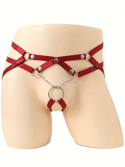Men's Stretch Briefs Hollowed Out Chain No-Removal Male Erotic Briefs