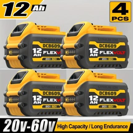 1/2/4 Pack 12.0Ah DCB609 20V/60V Flexvolt Batteries for Dewalt 20V/60V Series Power Tools, Compatible with DCB609, DCB609-2, DCB606 And DCB612 Batteries, And Dewalt 20V/60V Battery Chargers