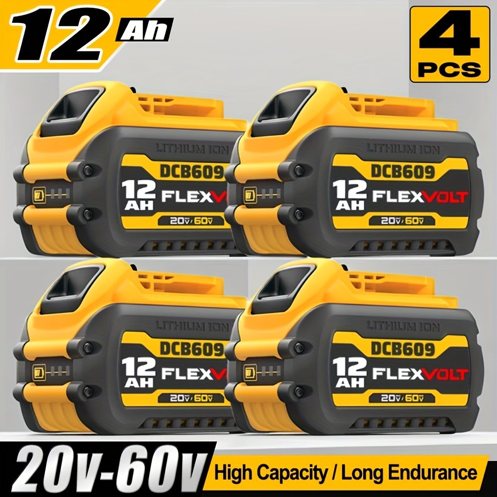 b37a8fb7-c70c-4b16-ad62-3b1733acf101.jpg 1/2/4 Pack 12.0Ah DCB609 20V/60V Flexvolt Batteries for Dewalt 20V/60V Series Power Tools, Compatible with DCB609, DCB609-2, DCB606 And DCB612 Batteries, And Dewalt 20V/60V Battery Chargers - Image 1