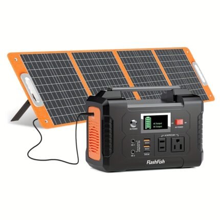 200W Portable Power Station, FlashFish 40800mAh Solar Generator With 110V AC Outlet/2 DC Ports/3 USB Ports, Backup Battery Pack Power Supply for CPAP Outdoor Advanture Load Trip Camping Emergency.