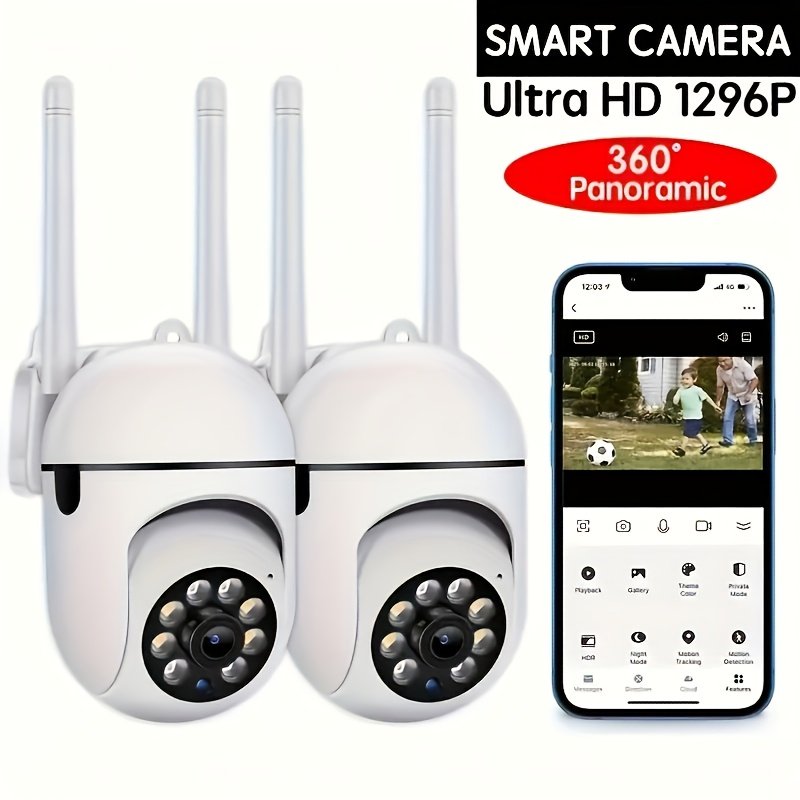 b43d9314-d108-4dcc-a94a-f1d8499d6c7c-1.jpg 2pcs Compact Wireless IP Security Cameras - 3MP Full HD Video, 2.4G Long Range WiFi Connection, Night Vision, APP Remote Surveillance, 2-Way Voice Intercom, Motion Detection, Real-Time Alerts for Home & Business Surveillance - Image 1