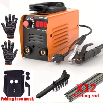 250Amp Portable ARC Stick Welder Stick Welder IGBT Inverter Digital Display LCD Welding Machines Mini Stick Welder Machine Mini Arc Welder Portable Stick Welder Portable MMA ARC Welder Machine Home DIY Arc Welder, with Attachment Welder Set