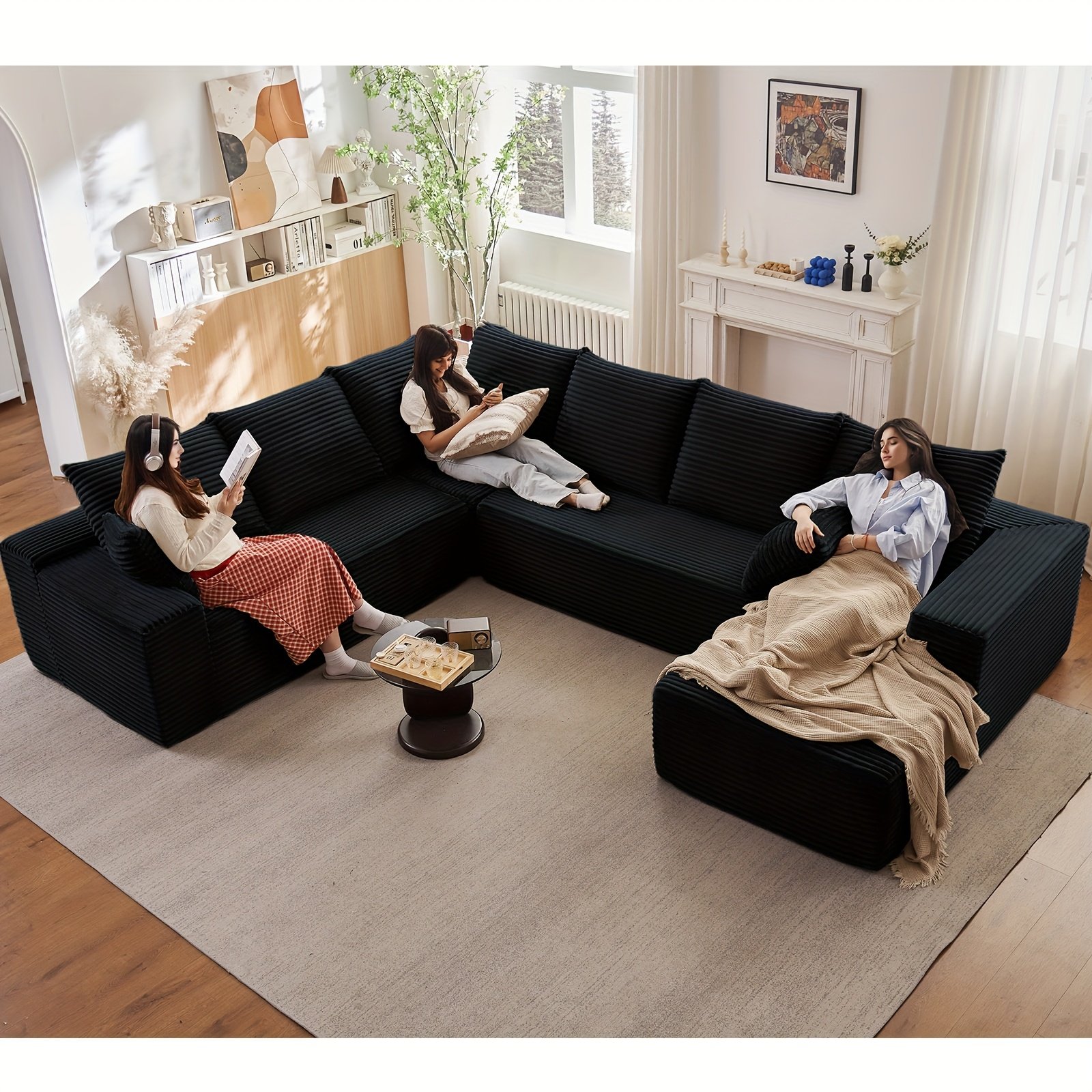 b4dc0bd4-741c-4194-a307-7cb34416d9d8.jpg Extra Large Modular Adjustable L-Shaped Sofa Set, Soft Cushion Deep Seat, Woodless Structure, Easy Assembly Space-Saving Modern Minimalist Style Multi-Functional Furniture for Living Room & Apartment - Lightweight DIY Home Decor, Furniture Modification, Contemporary Design, Sponge Cushioning, Spacesaving Design - Image 1