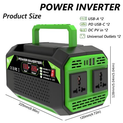 1000W Power Inverter DC 12V to AC 110V/220V with USB Ports - Portable Car Power for Camping, RV, Truck, and Vehicle Use, 600W Continuous Output, 1000W Peak Power, 36V Max Input, 110V/220V AC Output, Camping Power Source, Compact Design, Durable Construction