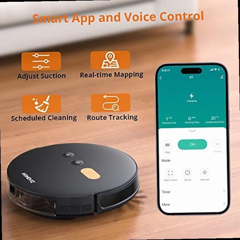 b5ff63add268e92dae5bba5f3677d566.jpeg G1 Robot Vacuum and Mop Combo 8000Pa Adjustable Suction Robot Vacuum Cleaner 3D Obstacle Avoidance WiFi APP Alexa Self Charging Robotic Vacuum Auto Smart Mapping for Pet Hair - Image 1