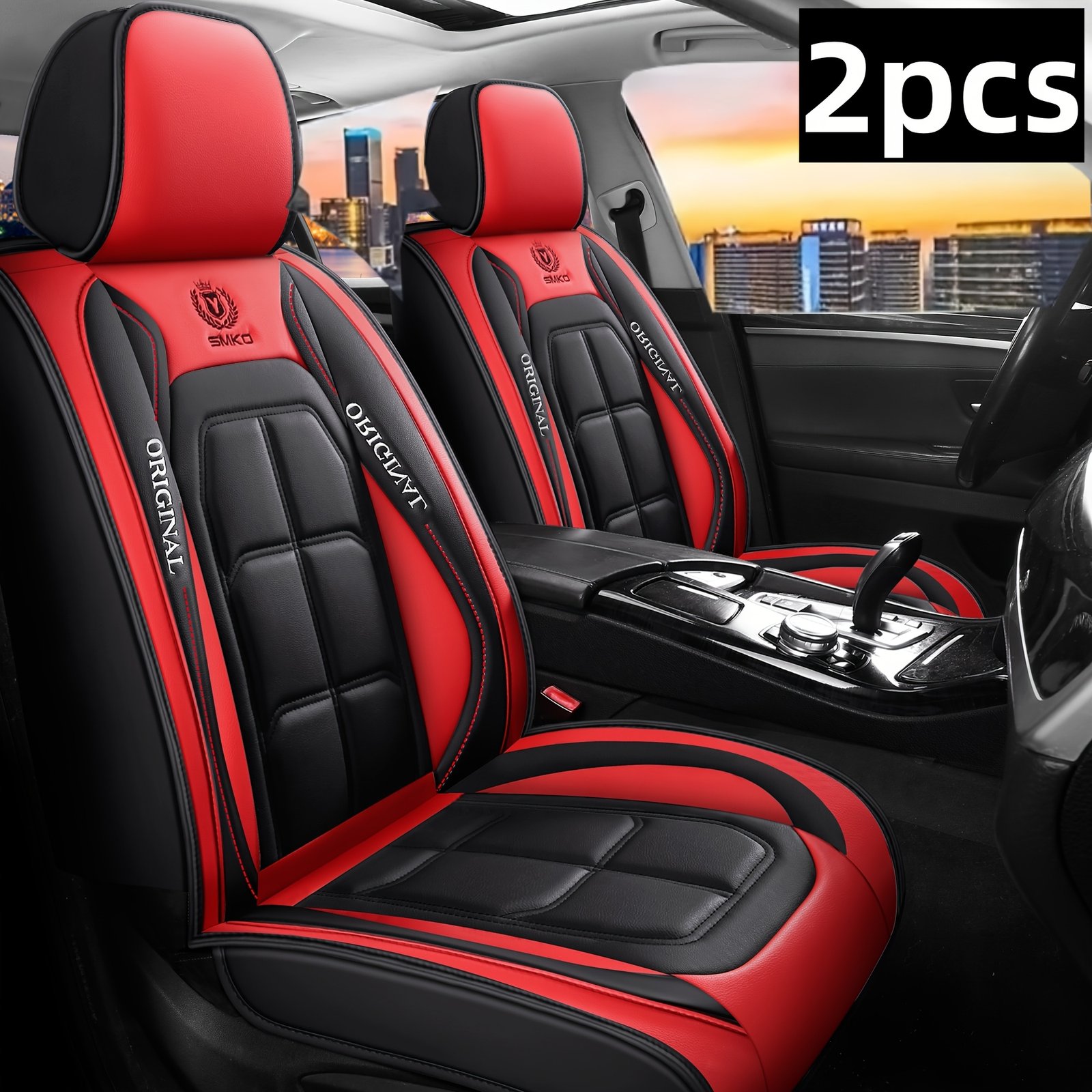 b6963a90-b8cb-48f0-b9b9-2bff41b94653-1.jpg 2pcs, 5pcs, Advanced Imitation Faux Leather Car Seat Cover, 1pc, Suitable For Cars, SUVs, Vans And Trucks, Durable, Easy Care And Protection, Four Seasons - Image 1