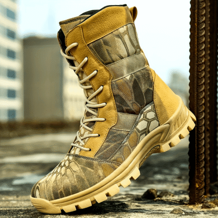 LEIJOP Men's & Women's High-Top Military Boots - All-Terrain Camouflage Outdoor Hunting Boots with Upper, TPR Sole, Lace-Up Closure, Wide Width & Height - Heavy-Duty Hiking, Camping, Army-Style Footwear