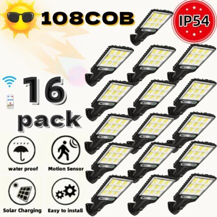 4/8/16pcs Multi-function Solar Outdoor Lights 108COB LED Sensor Floodlights With Remote Control Safety Lighting 3 Modes Optional, And Easy To Install, Suitable For Camping, Expeditions And Patios. Direct Shipping From US Warehouse
