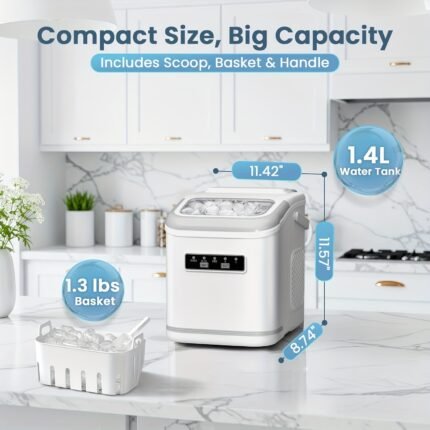 Ice Maker Countertop, Portable Ice Cube Maker Machine with 50.72oz Detachable Water Tank, 33Lbs/ Day, 16pcs/ 5-18Mins, 24H Timer, Self-Cleaning Ice Maker, Ice Machine Maker for Home, Office, Party, Ice Maker Machine For Countertop, Ice Making Machine, Countertop Ice Maker, Counter Top Ice Maker, Water And Ice Machine, Ice Machine Maker Countertop, Countertop Ice Maker Machine