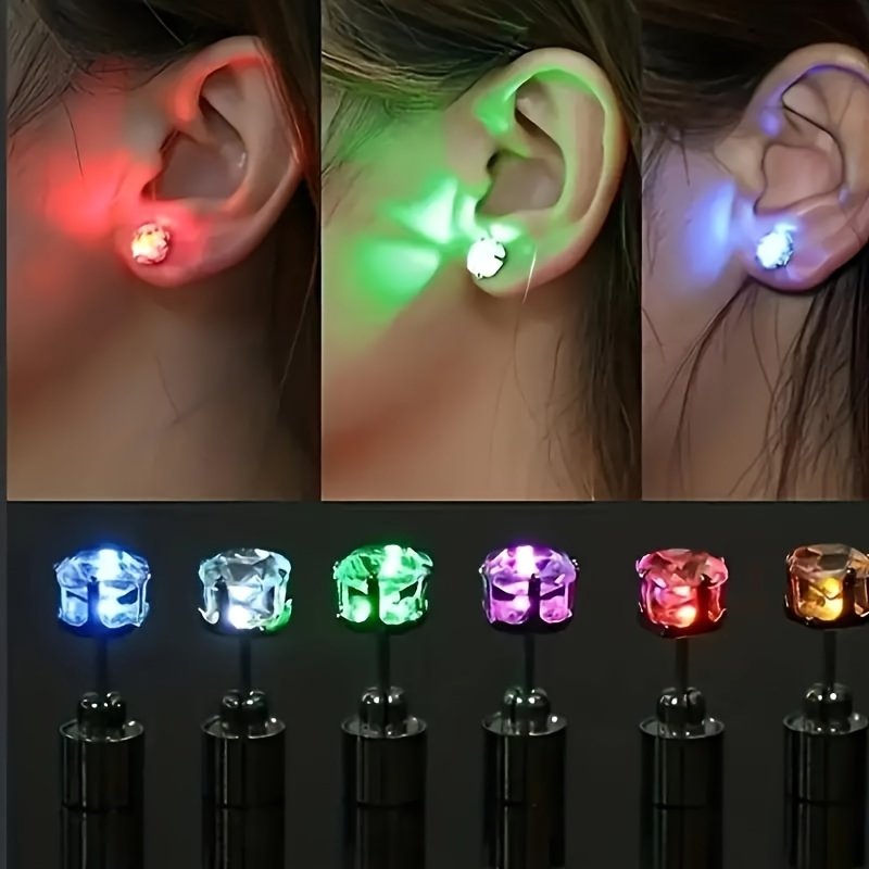 b9664983-a836-4fa7-8d60-90690446c3bf.jpg 2 Pairs Of LED Flashing Color-changing Earrings - Universal Fashion Party Accessories with Natural Earrings - Image 1