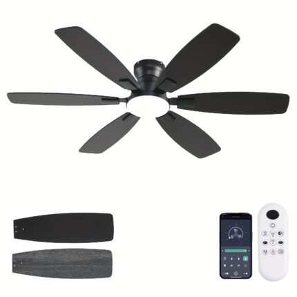 Ceiling Fans with Lights, 52 Inch Low Profile Ceiling Fan with Light And Remote Control, Flush Mount, Reversible, 3CCT, Dimmable, Quiet, Black Ceiling Fan for Bedroom Indoor/Outdoor Use, Light Ceiling Fan, Ceiling Fan Light with Remote Control, Bladeless Ceiling Fan with Light, Ceiling Fan Light Socket, Light Fan Ceiling with Remote, Fan with Light Ceiling, Ceiling Light Fan, Retractable Ceiling Fan, Small Ceiling Fan with Light, Large Ceiling Fan, Outdoor Fan,