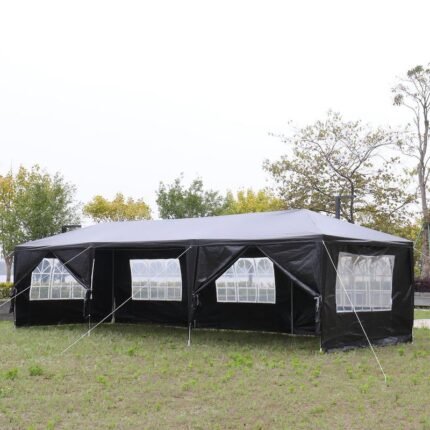 10x30ft Large Outdoor Party Tent & Gazebo with 8-Sided Design - Heavy-Duty PE Fabric & Iron Frame, -Resistant, Spacious Event Canopy for Weddings, BBQs, Camping, Backyard - All-Season Portable Tent with Arched & Doors, Ideal for 10-Person Capacity (Black) - Easy Setup, Durable & Stable, Tent For Camping, Canopy Tent, Clear Tent, Pop Up Gazebo, Event Tent, Cabin Tent, Camping Gazebo, Camping Tent Gazebo