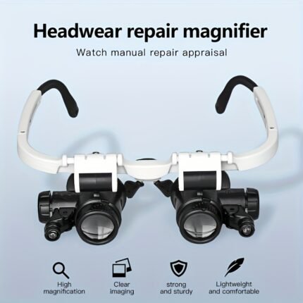 2LED Head Mounted Lighting Micro Lens With Maintenance LED Lamp Magnifying Glass, Magnification Of 8x, 15x, 23x