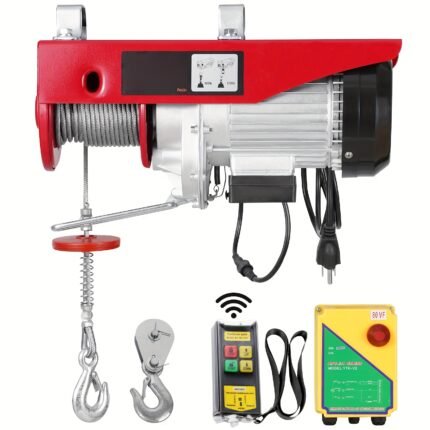 Happybuy 1760 Lbs Electric Hoist with 328ft Wireless Remote, Emergency Stop, 40ft Single Cable Lift, Red & Yellow Design – Ideal for Garage, Warehouse, and Factory Use