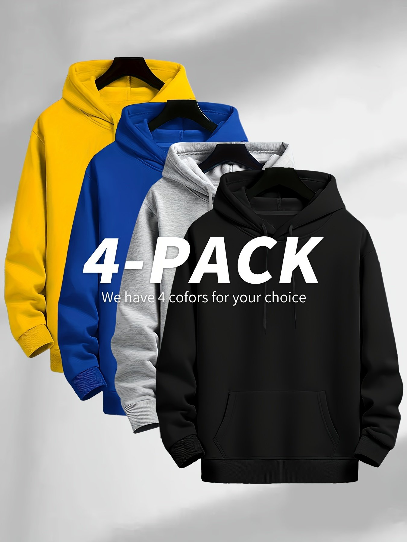 bb177aa1-57b4-4868-b19a-d931d03803a5-1.jpg 4 Basic Solid Color Hoodies - Casual Hooded Sweatshirts for Men Featuring Kangaroo Pockets - Image 1