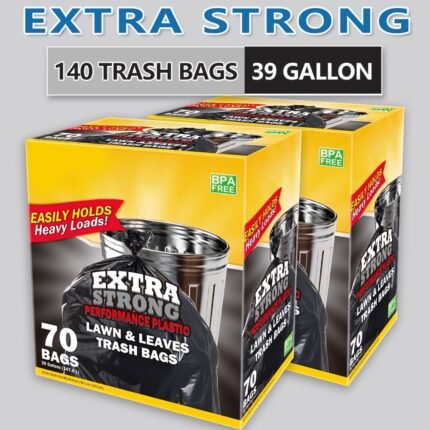 Boxed Disposable Garbage Bag 2 Boxes Of 140pcs Puncture Tear Resistant Trash Bags, 39 Gallon Capacity, Large 33 X 39 Inch Multipurpose Cleaning Supplies For Industrial, Garden, Home, And Commercial Use - Durable, Leak-Proof, And Easy To Use