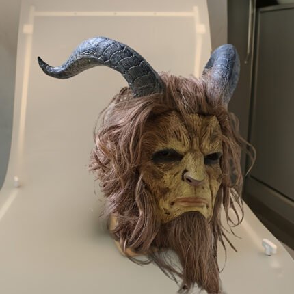 Realistic Beast Mask Headgear - Heavy-Duty Wearable Horned Devil or Demon Costume Mask with Sharp Teeth & Expressive Eyes for Halloween, Cosplay, Themed Parties - Non-Electric Horror Mask for Adults & Teens (Durable, Comfortable, Easy to Clean) - Ideal for Film Performances & Pranks - Intricate Design with Detailed Textures & Expressive Face - Suitable for Carnival & Costume Events, Halloween Costumes for Men, Couples Halloween Costumes, Mens Halloween Costumes,