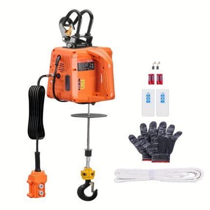 Happybuy 3-in-1 Electric Hoist Winch, 1100 Lbs Capacity, 1500W Portable Power Winch, 30ft Lifting Height, 16ft/min Speed, Wireless Remote Control & Manual Operation, Metal Construction, US Plug, 110V, Remote Controlled Hoist | Compact Hoist | Durable Construction, Happybuy