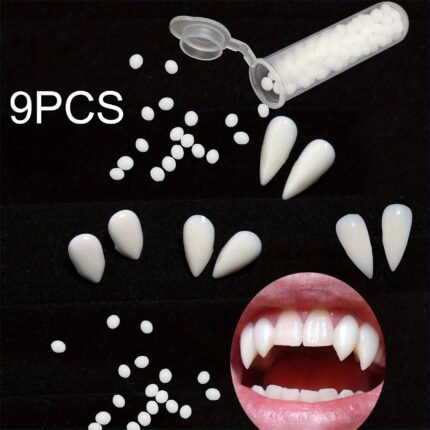 9 Halloween Vampires and Dracula Hip Hop Fangs Cosplay Supernatural Color Accessories: 4 different lengths to match freely. Halloween Gifts, Holiday Dress Up Accessories, Sharp Fangs, Synthetics, Lightweight Fangs
