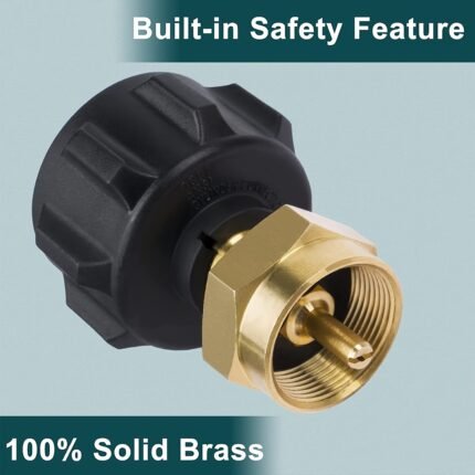 POMEADE Propane Filling Adapter, Fill 1 Lb. Bottle Propane From 20 Lb. Tank, Easy-to-Use, Solid Brass LPG Cylinder Tank Coupler - Fits QCC1/ Type1 Propane Tanks And 1 Lb. Disposable Cylinders Propane Bottle Connector