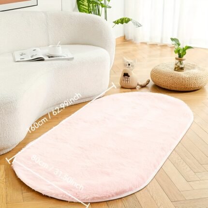 Fluffy Soft Oval Mat, Plush Mat Is Suitable for Living Room And Bedroom Home Decoration.
