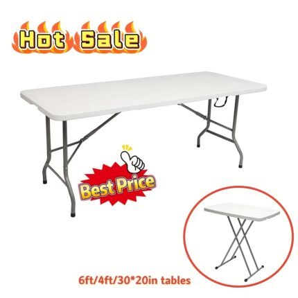 1pc Heavy-Duty Portable Folding Table - 4ft/6ft Adjustable Height, 330 lbs Capacity, Compact & Lightweight with Handle for Camping, Picnics, Parties, Outdoor Events, No Electricity Needed, Durable Design, Portable Table, Event Setup, Sturdy Construction