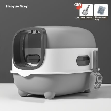 Large Litter Box With Lid, Closed, Odorless And Leak-proof Urine Litter Box With Litter Spoon, Easy To Install And Clean, No Blue Light