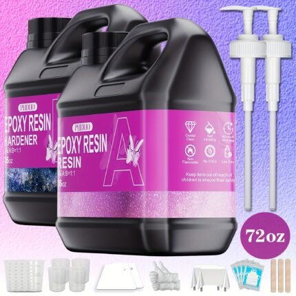 Newly Formulated Crystal Clear Epoxy Resin, Strong, Bubble-Free, Anti-Yellowing Art Resin That, Suitable For Casting, DIY, Resin Art, Molds, Jewelry, Easy To Mix 1:1 Ratio-PUDUO| Epoxy Resin Kit 72oz&32oz