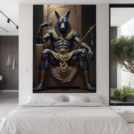 [Anubis Abstract Art] Multicolor Anubis Abstract Art - Canvas Print Wall Decor for Home & Bar, No Power Needed