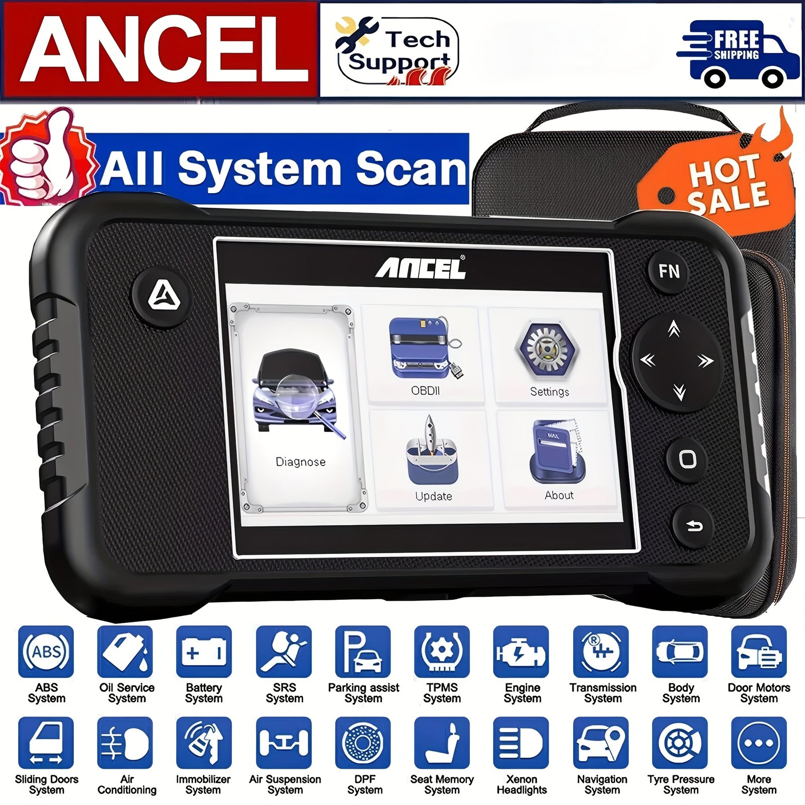 becacfa5-575e-4873-b256-a880015060ec.jpg ANCEL FX3300 Elite Car Full OBD2 Scanner - Professional Full System Diagnostic Tool | Wireless Lifetime Free Upgrades | Check Engine Light Code Reader, ABS/SRS/SAS/TPMS/Fuel Pump/EVAP/TCM/BMS & More Scan | Gift For Car Owners | 99% Vehicle Coverage, Without Battery - Image 1