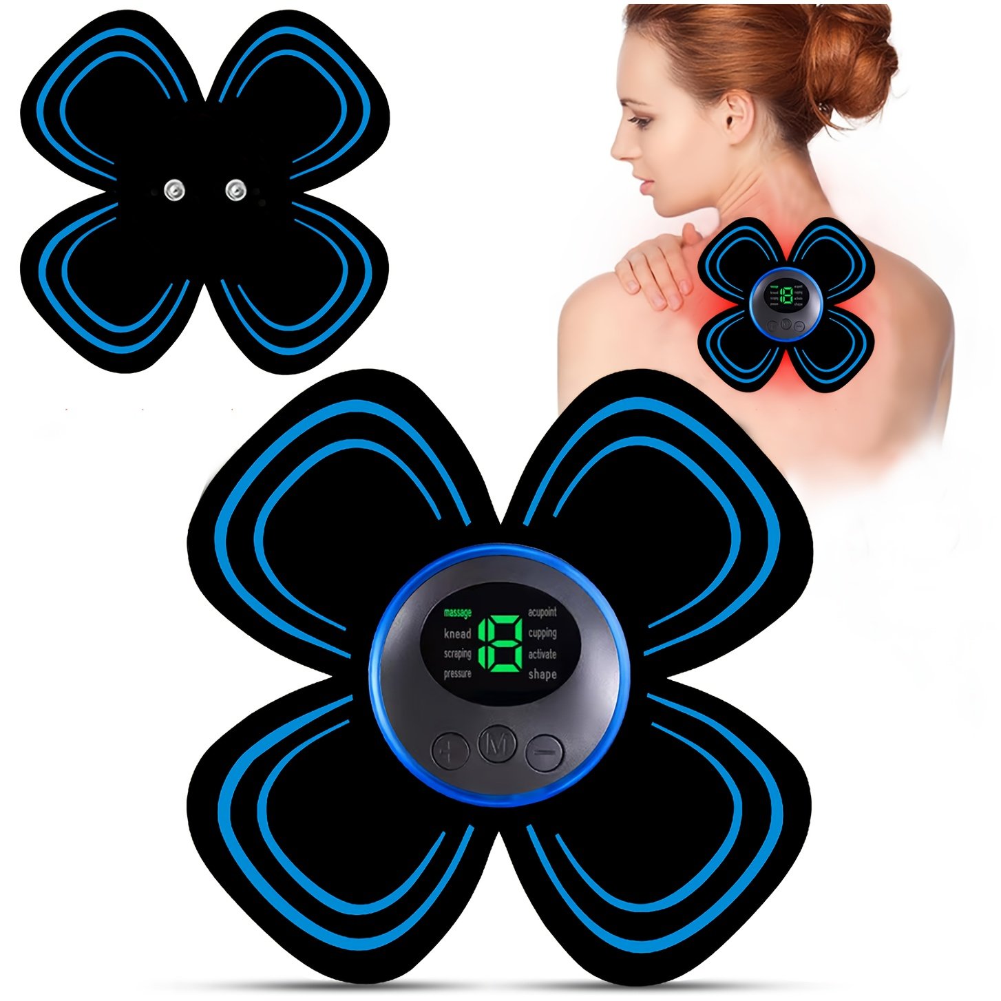 bf9c5eba-34f6-4d63-9152-c998dd51679b.jpg TENS&EMS Unit Back Massager, EMS Muscle Stimulator Machine For Back Shoulder Leg Neck, Large Back And Stomach Massage Patch - Image 1