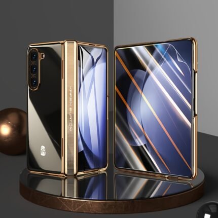 For The Samsung Galaxy Z Fold 5, The Hinge Safeguards The Phone Cover, Offers Central Axis Protection, Features a Folding Case, Provides Double Protection, Allows for Convenient Folding, And Ensures Complete Lens Protection.