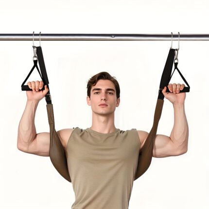 Adjustable Brown Lumbar Traction Belt - Home Fitness & Physical Relaxation, Durable Polyester Fabric, Waist Support for Improved Posture and Comfort, Home Workout Accessory | Versatile Workout Accessory | Easyclean Fabric, Without Battery