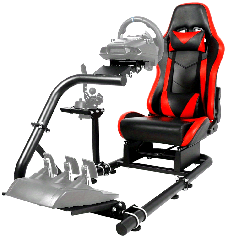 bfad671c7d8d2dbc713942811b877496_NrDIwEkLDno1O.png Minneer G29 Semi-Open SIM Racing Roosterpit (Includes Seat) | Compatible with Logitech/Thrustmaster G27, G920, G923, T300RS, TX | 50mm Thickened Round Tube Steering Wheel Stand (Electronics Not Included) - Image 1
