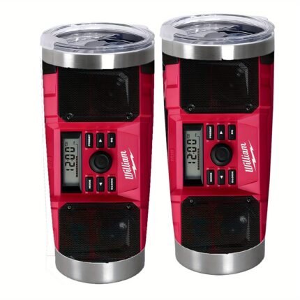 20oz Stainless Steel Water Bottle with Straw And Lid - Coffee Cup - Insulated Travel Mug - William Brand Red Speaker Print Design - Ideal Gift for Easter, Mother's Day, Father's Day, Valentine's Day, Thanksgiving, Birthdays