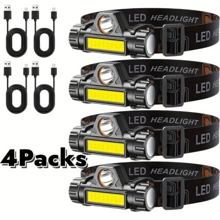 COB LED Headlamp Rechargeable Super Bright Long Lasting, Headlight for Head Long Range Hard Hat Light Clips for Headlamp, Hands Free Work HeadLight with Magnetic Base Adjustable, Cycling Running Hiking High Lumens Headlamp Camping Stuff Clearance